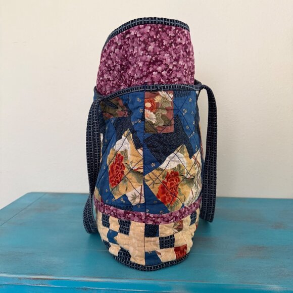 Beautiful Handmade Quilted Blue & Purple Tote Bag - Picture 3 of 9